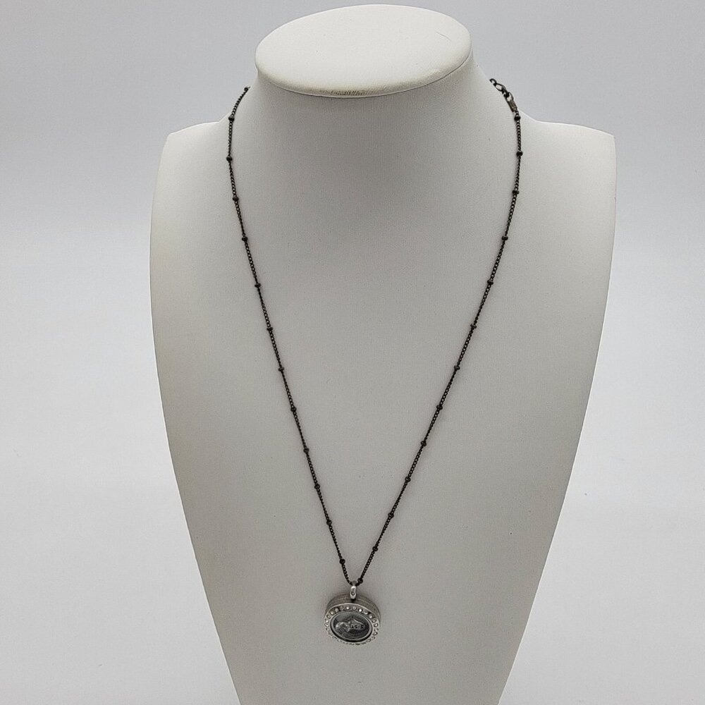 Origami Owl Locket Necklace Silver Sister Theme 18 In Chain - Picture 3 of 5